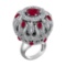 17.72 Ctw VS/SI1 Ruby and Diamond 14k white Gold Engagement Ring (ALL DIAMO