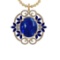 40.84 Ctw VS/SI1 Tanzanite,Blue Sapphire and Diamond 14K Yellow Gold Pendan