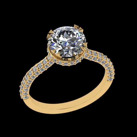 2.47 Ctw VS/SI1 Diamond Prong Set 10K Yellow Gold Engagement Ring (ALL DIAM