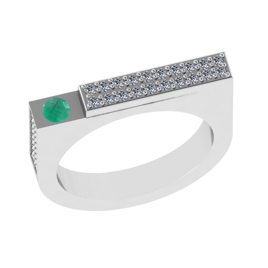 0.48 Ctw VS/SI1 Emerald and Diamond 14K White Gold Engagement Ring (ALL DIA