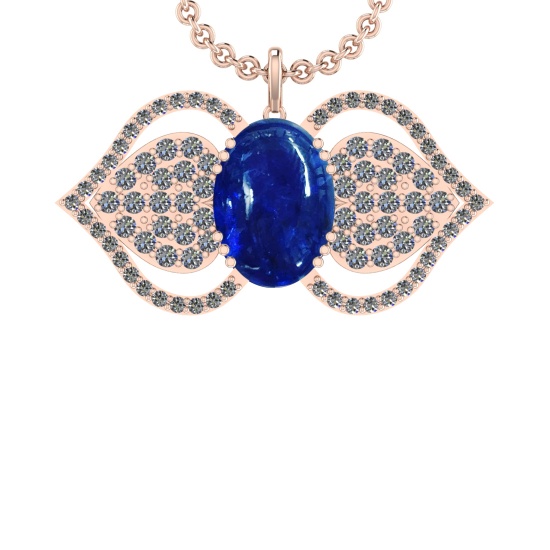 30.00 Ctw VS/SI1 Tanzanite and Diamond 14K Rose Gold Pendant