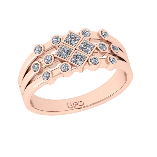 0.42 Ctw VS/SI1 Diamond Prong Set 14k Rose Gold Engagement Ring (ALL DIAMON