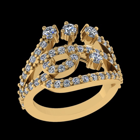 1.36 Ctw VS/SI1 Diamond Prong Set 10k Yellow Gold Engagement Ring (ALL DIAM