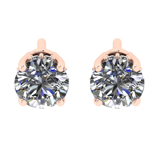 1.08 Ctw VS/SI1 Diamond 14k Rose Gold Stud Earrings (ALL DIAMOND ARE LAB GR