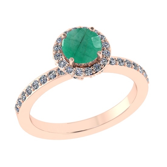 1.59 Ctw VS/SI1 Emerald and Diamond 14k Rose Gold Engagement Ring
