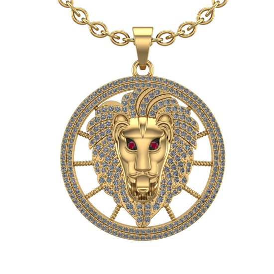 1.72 Ctw SI2/SI1 Ruby and Diamond Style Men s collection 18K Yellow Gold li