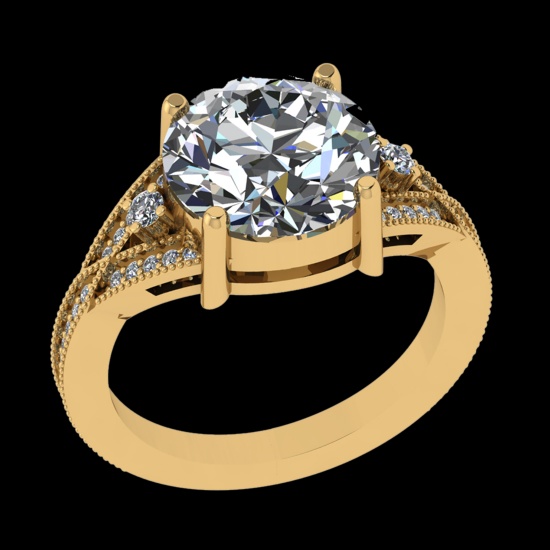 4.26 Ctw VS/SI1 Diamond 10k Yellow Gold Engagement Ring (ALL DIAMOND ARE LA