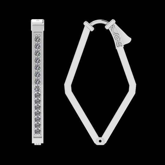 0.96 Ctw VS/SI1 Diamond 14K White Gold Hoop Earrings (ALL DIAMOND ARE LAB G