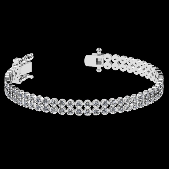1.50 Ctw VS/SI1 Diamond 14K White Gold 2 Row Bracelet (ALL DIAMOND ARE LAB