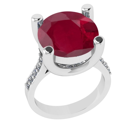 3.25 Ctw VS/SI1 Ruby And Diamond 14k White Gold Engagement Ring (ALL DIAMON