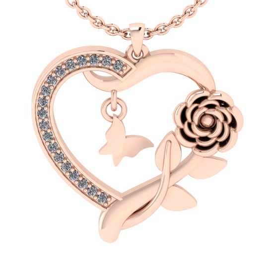 0.25 Ctw VS/SI1 Diamond 14k Rose Gold Pandant (ALL DIAMOND ARE LAB GROWN )