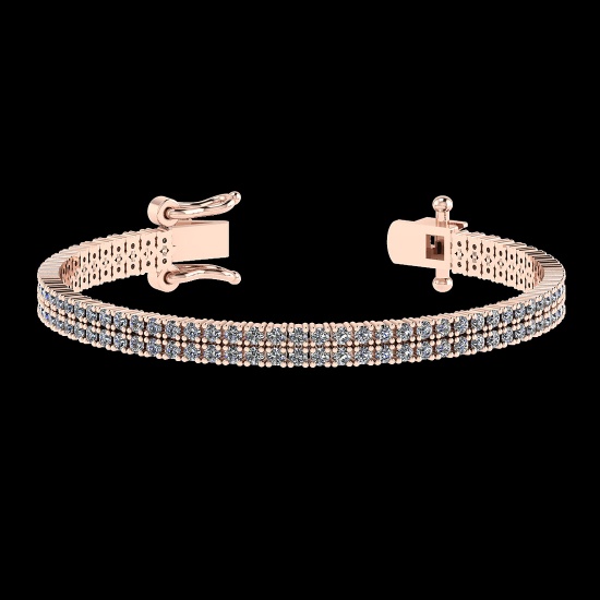 3.48 Ctw VS/SI1 Diamond 14K Rose Gold 2 Row Bracelet (ALL DIAMOND ARE LAB G