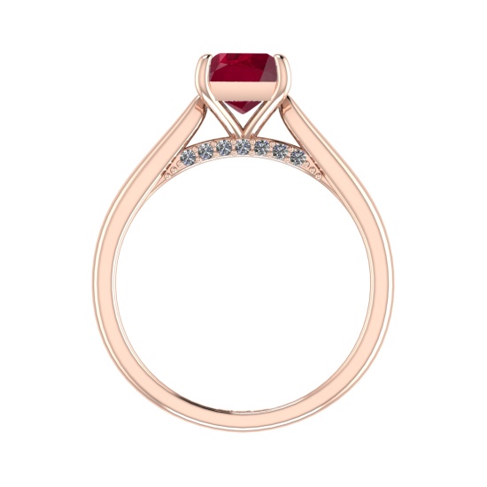 0.82 Ctw VS/SI1 Ruby and Diamond 14k Rose Gold Engagement Ring (ALL DIAMOND