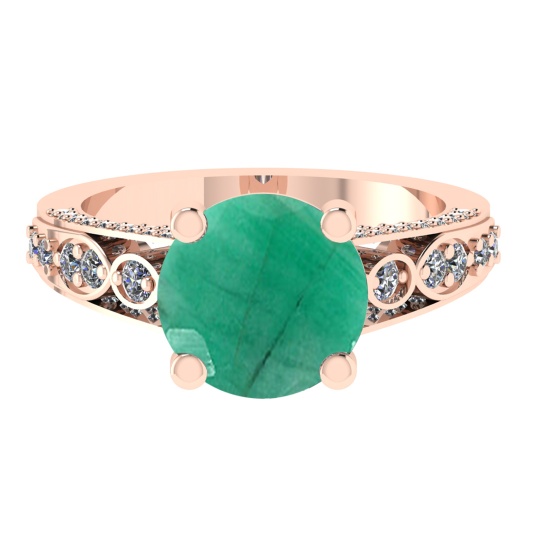 3.32 Ctw VS/SI1 Emerald and Diamond 14k Rose Gold Engagement Ring (ALL DIAM