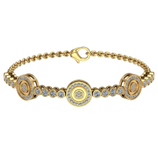 4.16 Ctw SI1/SI2 Diamond 14k Yellow Gold Bracelet (ALL DIAMOND ARE LAB GROW
