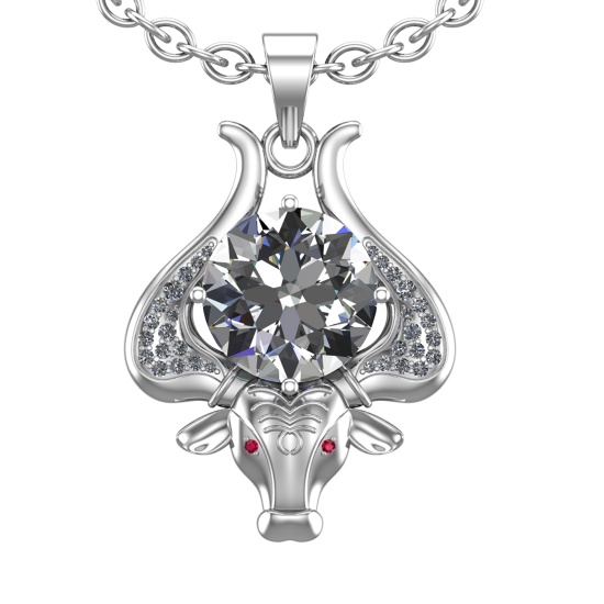 2.89 Ctw VS/SI1 Diamond 14k white Gold Creature Theme Pendant Necklace (ALL