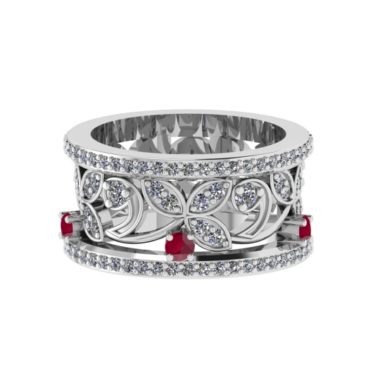 1.79 Ctw VS/SI1 Ruby and Diamond 14k white Gold Engagement Ring (ALL DIAMON