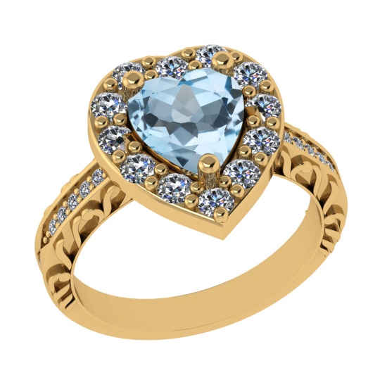 2.52 Ctw VS/SI1 Blue Topaz And Diamond 14K Yellow Gold Engagement Ring( ALL
