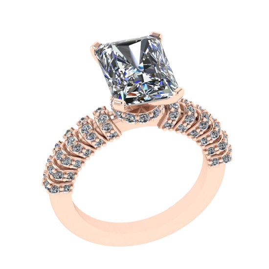 3.79 Ctw VS/SI1 Diamond 14k Rose Gold Engagement Ring (ALL DIAMOND ARE LAB