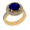 1.07 Ctw VS/SI1 Blue Sapphire and Diamond 14k Yellow Gold Engagement Ring (
