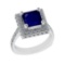 3.21 Ctw VS/SI1 Blue Sapphire And Diamond 14k White Gold Engagement Ring (A