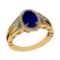 1.61 Ctw VS/SI1 Blue Sapphire and Diamond 14k Yellow Gold Engagement Halo R