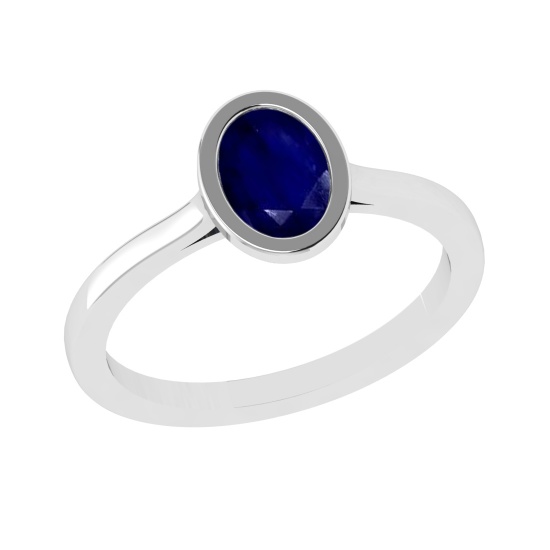 2.59 Ctw Blue Sapphire Set 14k white Gold Solitaire Ring (ALL DIAMOND ARE L