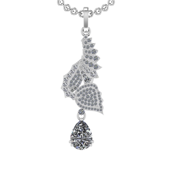 2.52 Ctw SI2/SI1 Diamond 14K White Gold Pendant (ALL DIAMOND ARE LAB GROWN)