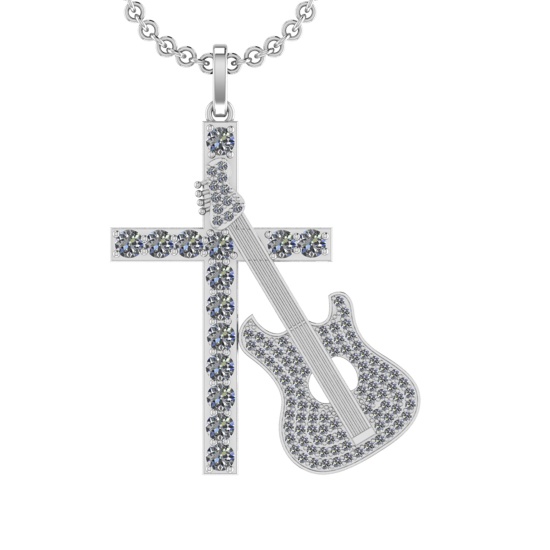 2.37 Ctw SI2/SI1 Diamond 14k White Gold musical instruments theme Pendant (