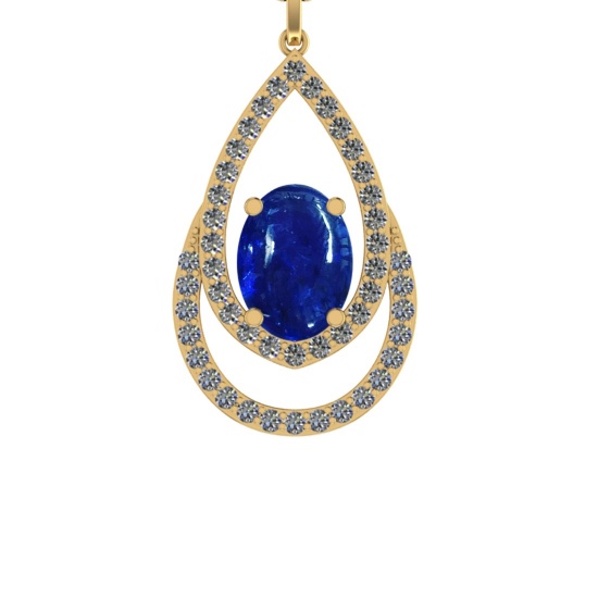 15.76 Ctw SI1/SI2 Tanzanite and Diamond 14k Yellow Gold Pandant (ALL DIAMON