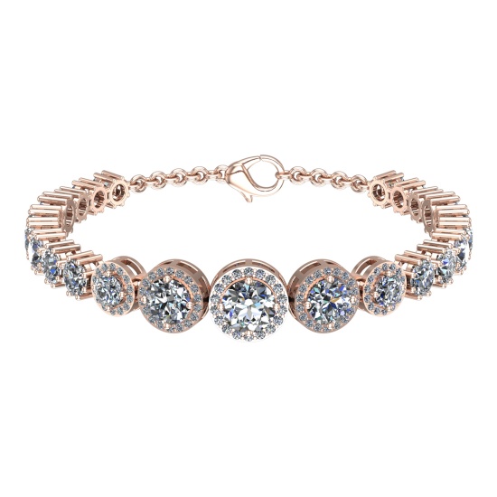 15.03 Ctw SI1/SI2 Diamond 14k Rose Gold Bracelet (ALL DIAMOND ARE LAB GROWN