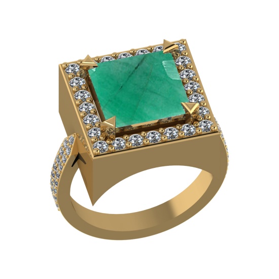 3.35 Ctw VS/SI1 Emerald and Diamond 14k Yellow Gold Engagement Ring (ALL DI