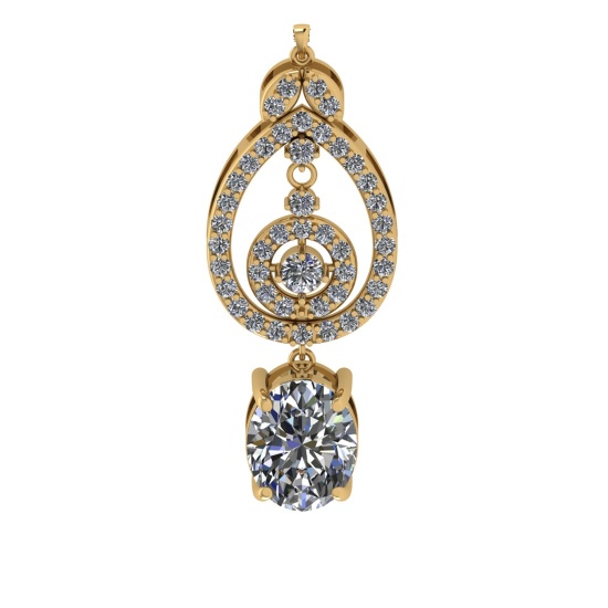 6.87 Ctw VS/SI1 Diamond Prong Set 14K Yellow Gold Pandant (ALL DIAMOND ARE