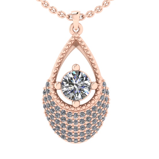 0.80 Ctw VS.SI1 (ALL DIAMOND ARE LAB GROWN ) Diamond 14k Rose Gold Necklace