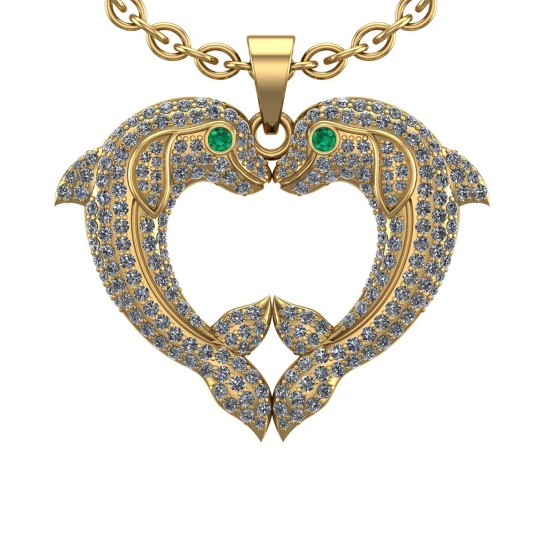 2.50 Ctw VS/SI1 Diamond 14k Yellow Gold Fish Pandant (ALL DIAMOND ARE LAB G