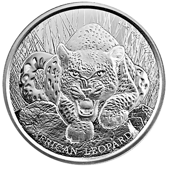 Ghana 100 Cedis Silver 1 Oz. Leopard 2017 BU
