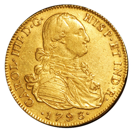 Colombia 8 Escudos Gold 1793 Charles IIII