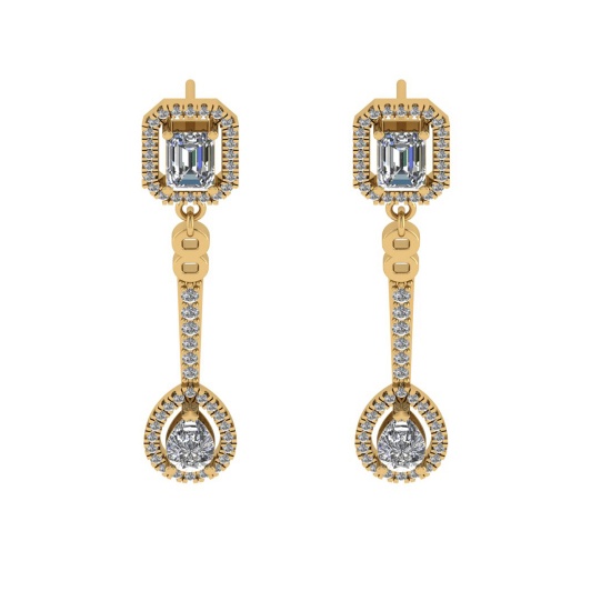 2.60 Ctw VS/SI1 Diamond 10K Yellow Gold Dangle Earrings (ALL DIAMOND ARE LA