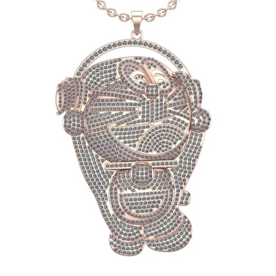 11.44 Ctw VS/SI1 Diamond 10K Rose Gold Hip Hop Style Necklace (ALL DIAMOND