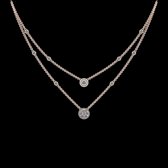 10.27 Ctw VS/SI1 Diamond 10k Rose Gold Two layer Necklace (ALL DIAMOND ARE