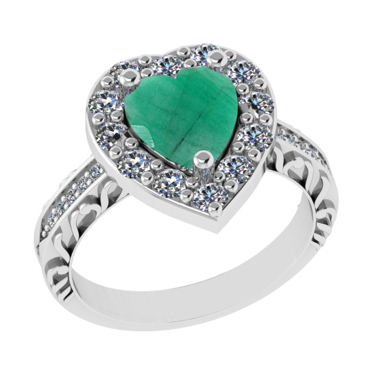 2.52 Ctw VS/SI1 Emerald And Diamond 14k White Gold Engagement Ring (ALL DIA