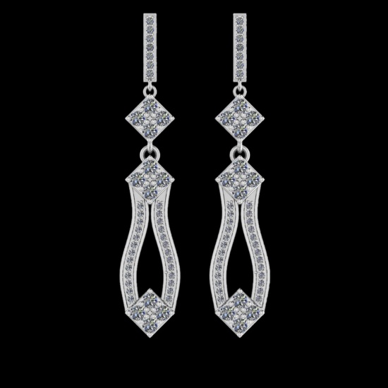 1.56 Ctw VS/SI1 Diamond 10K White Gold Dangling Earrings