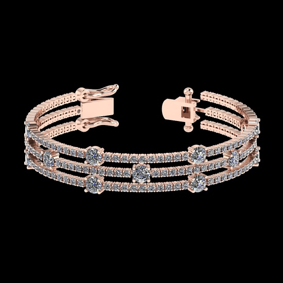 6.52 Ctw VS/SI1 Diamond Style 14K Rose Gold Bracelet (ALL DIAMOND ARE LAB G