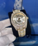 Custom Rolex 18k Gold Full Diamond Skydweller (G-H, VS1-VS2) Comes with Box
