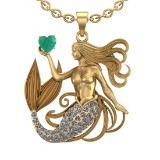 5.01 Ctw VS/SI1 Emerald and Diamond 14k Yellow Gold Pandant (ALL DIAMOND AR