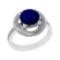 3.12 Ctw VS/SI1 Blue Sapphire and Diamond 14k white Gold Engagement Ring