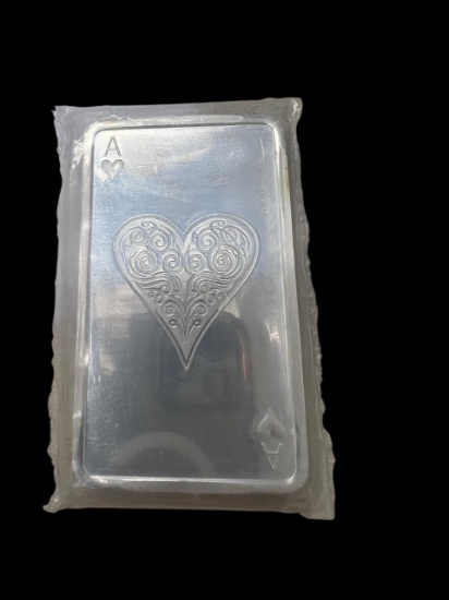 10 oz Silver Bar - Ace of Hearts