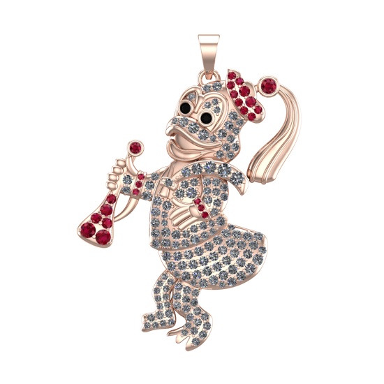 2.30 Ctw SI1/SI2 Diamond 14k Rose Gold Anime themed Pendant(ALL DIAMOND ARE