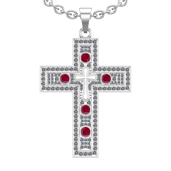 1.96 Ctw VS/SI1 Ruby and Diamond 14k white Gold Pandant Necklace (ALL DIAMO