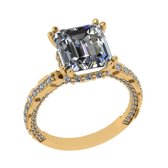 3.56 Ctw VS/SI1 Diamond 14k Yellow Gold Engagement Ring (ALL DIAMOND ARE LA
